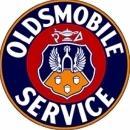 OLDSMOBILE SERVICE LOGO ROUND METAL SIGN 18