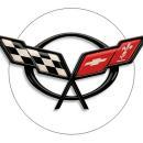 CORVETTE FLAGS CUTOUT METAL SIGN 18