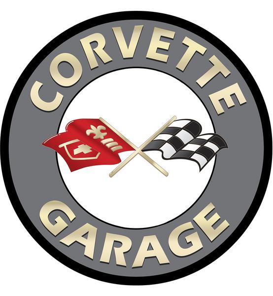 CORVETTE GARAGE ROUND METAL SIGN 18