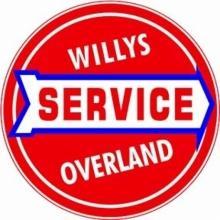 WILLYS OVERLAND SERVICE ROUND METAL SIGN 12
