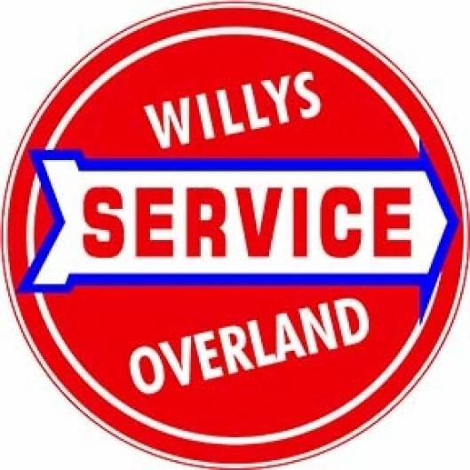 WILLYS OVERLAND SERVICE ROUND METAL SIGN 12