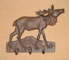 MOOSE COAT RACK CAST IRON 3 HOOK WALL HANGER