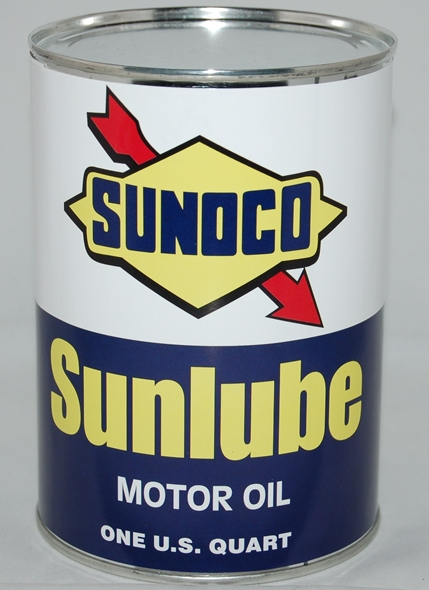 SUNOCO SUNLUBE MOTOR OIL CAN METAL 32 FL. OZ