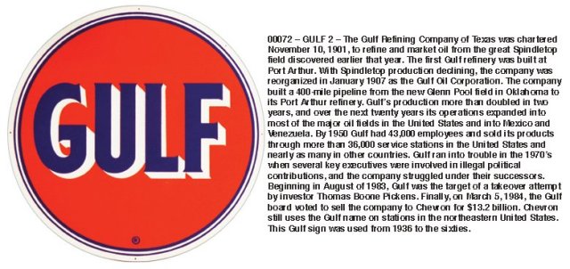 LARGE GULF HEAVY ORANGE ROUND SIGN