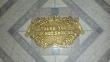 OLD SOLID BRASS CASH REGISTER THANK YOU FOR NOT SMOKING SIGN