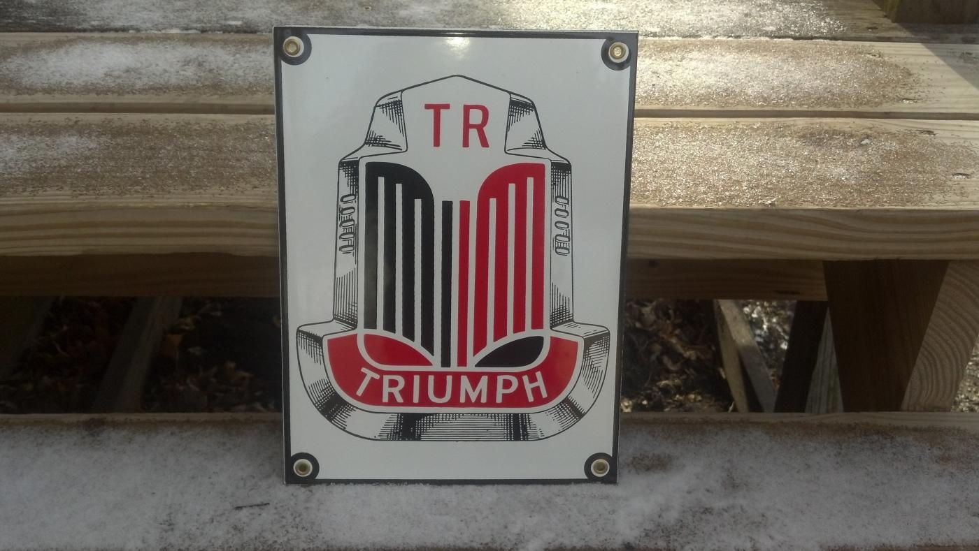 TRIUMPH PORCELAIN COATED SIGN RED