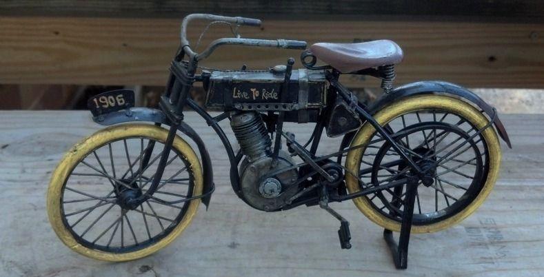 OLD TOY METAL MOTORCYCLE LIVE TO RIDE 1906