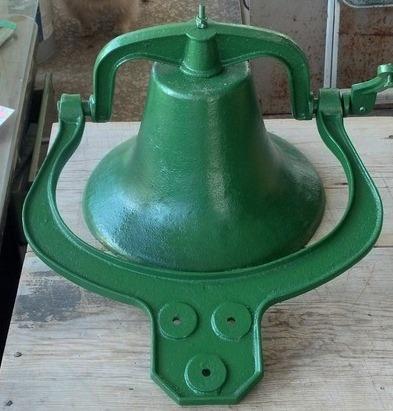 HAND PAINTED Green Large #2 Bell W/Yoke Cast Iron