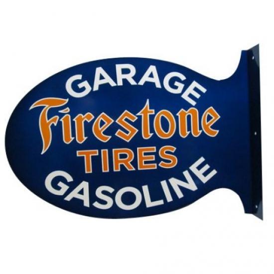 FIRESTONE TIRES WALL FLANGE Heavy 14 Gauge STEEL Double Sided SIGN