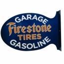 FIRESTONE TIRES WALL FLANGE Heavy 14 Gauge STEEL Double Sided SIGN