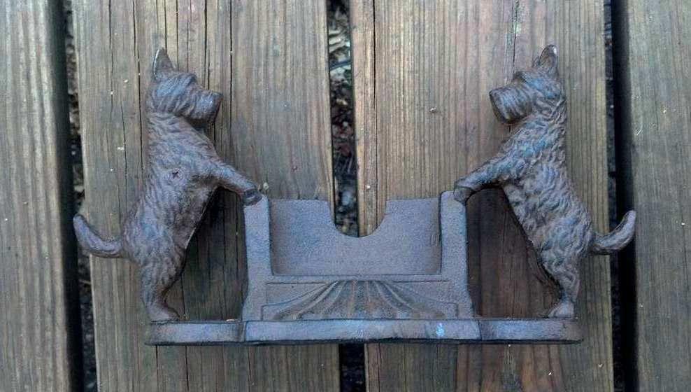 Two Scotty Business Card Holder HEAVY CAST IRON