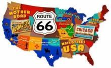 US Route 66 USA Map Custom Metal Shape Sign Past