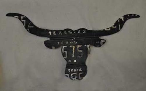 Auto Tag License Plate Metal Steer Head Wall Hanging L