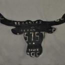 Auto Tag License Plate Metal Steer Head Wall Hanging L