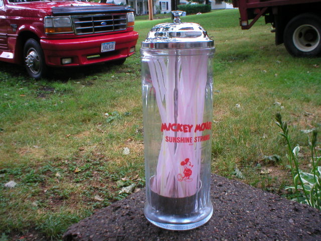 LG GLASS MICKEY MOUSE STRAW HOLDER COLLECTOR CONTAINERS