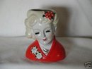 CHRISTMAS POINTSETTIA HAT HEAD VASE