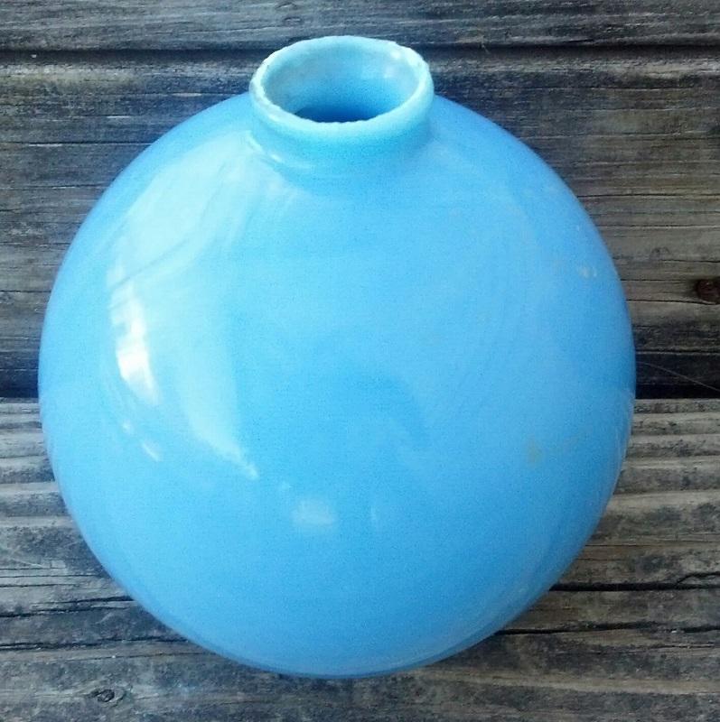 Blue Milk Glass Lightning Rod Ball Farm Home Roof Garden Cupolo Decor