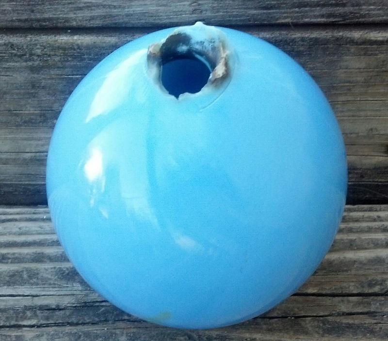 Blue Milk Glass Lightning Rod Ball Farm Home Roof Garden Cupolo Decor