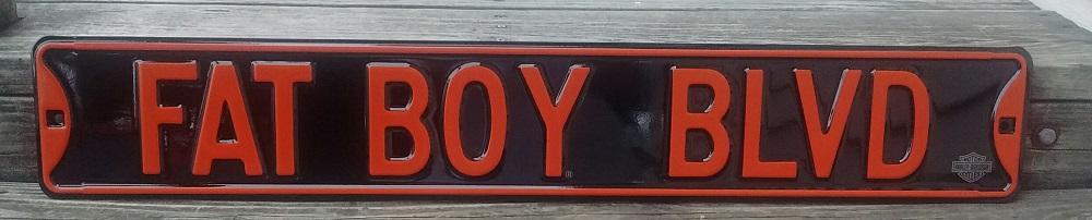 Fat Boy Blvd Heavy Metal Street Road Sign 6x36 Garage Shop Decor