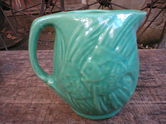GREEN MCCOY FISH PITCHER DECORATIVE MC COY PITCHERS