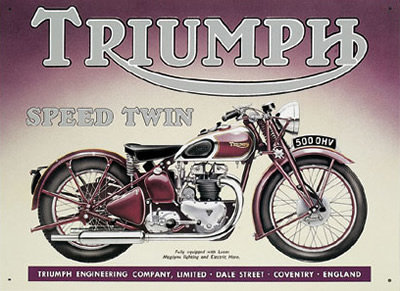 TRIUMPH SPEED TWIN TIN SIGN BRITISH MOTORCYCLE SIGNS
