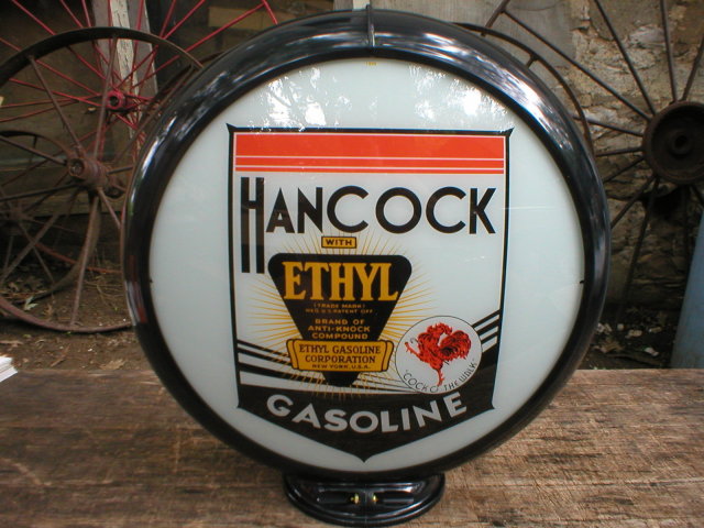 HANCOCK ETHYL GAS PUMP GLOBE OIL STATION