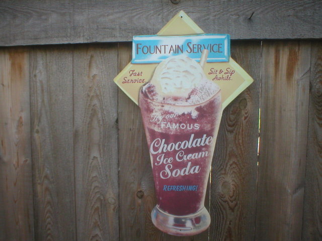 CHOCOLATE ICE CREAM DIECUT TIN METAL SIGN