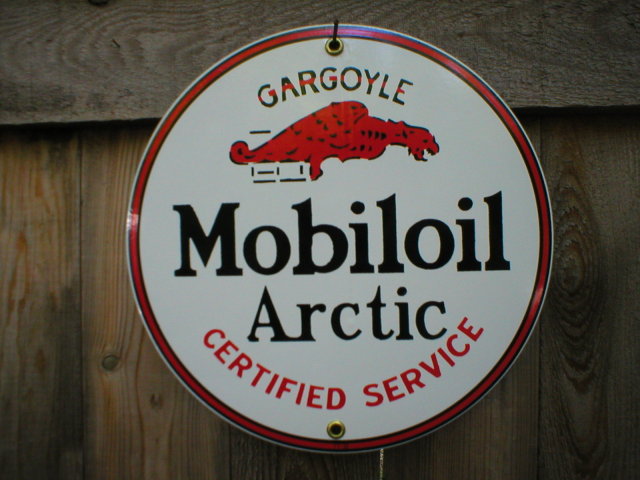 MOBILOIL ARCTIC PORCELAIN-COATED SIGN METAL ADV SIGNS M