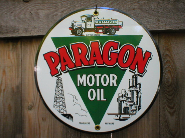 PARAGON MOTOR OIL PORCELAIN-COATED SIGN METAL ADV SIGNS