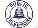 PUBLIC TELEPHONE PORCELAIN COATED SIGN