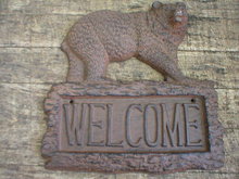 CAST IRON BEAR WELCOME SIGN HOME DECK DOOR DECOR SIGNS