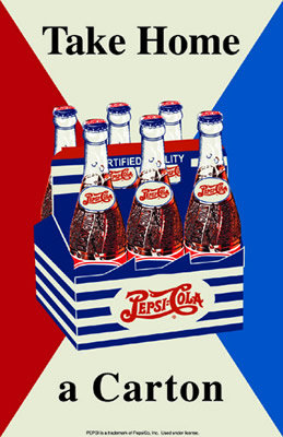 PEPSI TAKE HOME A CARTON TIN METAL SIGN