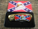 EAGLE WITH REBEL FLAG POCKET KNIFE COLLECTOR TIN BOX E