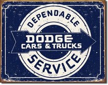 DODGE DEPENDABLE SERVICE SIGN COLLECTOR ADV METAL SIGNS