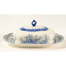 PORCELAIN BLUE TRANSFER WARE DECORATIVE BUTTERDISH B