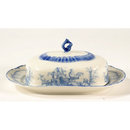 PORCELAIN BLUE TRANSFER WARE DECORATIVE BUTTERDISH B