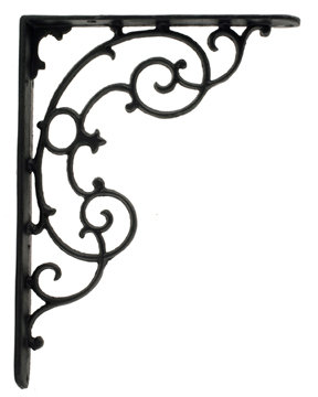 ONE PAIR OF CAST IRON BLACK SCROLL SHELF BRACKETS B