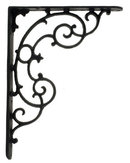 ONE PAIR OF CAST IRON BLACK SCROLL SHELF BRACKETS B