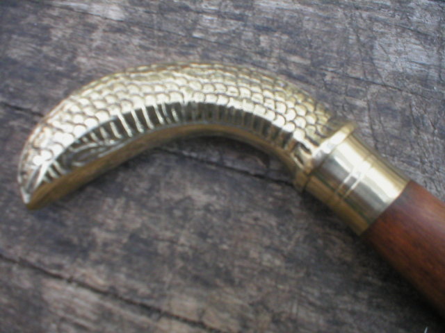 VINTAGE STYLE BRASS SNAKE CANE WALKING STICK S