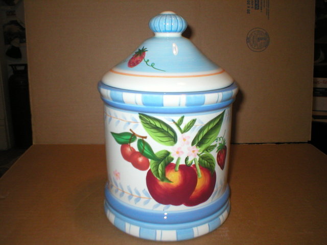 APPLE BLUE COOKIE JAR KITCHEN DECOR