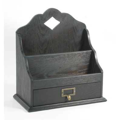 DARK WOOD LETTER BOX MAIL & DOCUMENT ORGANIZER L