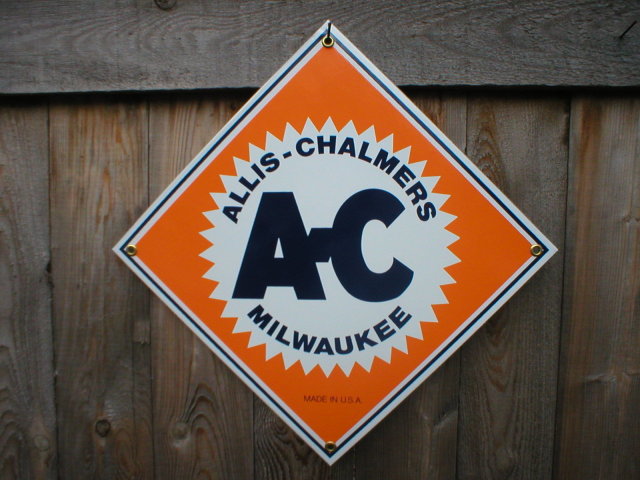ALLIS-CHALMERS PORCELAIN-COATED SIGN