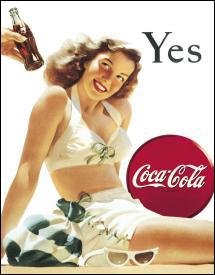 COKE YES GIRL TIN METAL SIGN