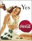 COKE YES GIRL TIN METAL SIGN