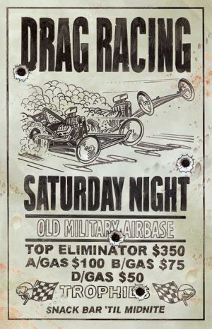 DRAG RACING SATURDAY NIGHT METAL SIGN
