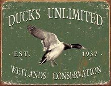 DUCKS UNLIMITED SINCE 1937 TIN METAL SIGN