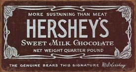 HERSHEY'S SWEET MILK CHOCOLATE TIN SIGN