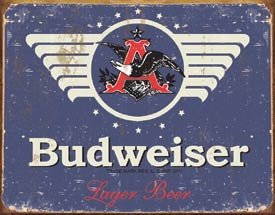 BUDWEISER 1936 LOGO METAL TIN SIGN