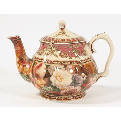 PORCELAIN FLORAL PRINT TEAPOT VICTORIAN