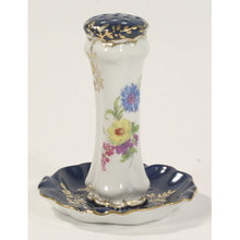 VICTORIAN STYLE BLUE TRIM FLORAL SAUCER HATPIN HOLDER B